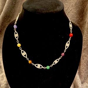 Handmade necklace made with the eyes of protection.